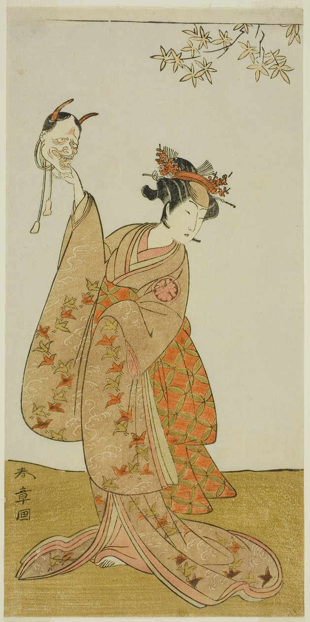 O Ator Segawa Yujiro I como Matsukaze, Irmã de Togashi no Saemon, na Peça Gohiiki Kanjincho (Sua Peça Favorita Kanjincho [A Lista de Assinaturas]), apresentada no Teatro Nakamura desde o Primeiro Dia do Décimo Primeiro Mês, 1773 de Katsukawa Shunsho