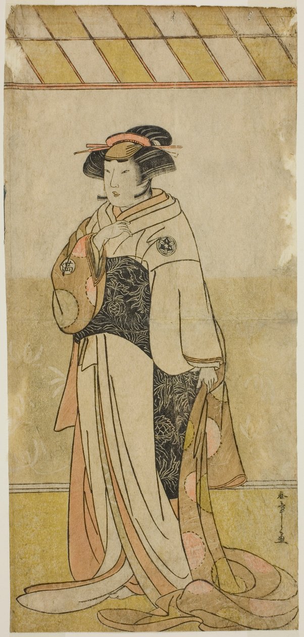 Yamashita Kinsaku II como Lady Manko (Manko Gozen) na Peça Hatsumombi Kuruwa Soga, apresentada no Teatro Nakamura no Primeiro Mês, de Katsukawa Shunsho
