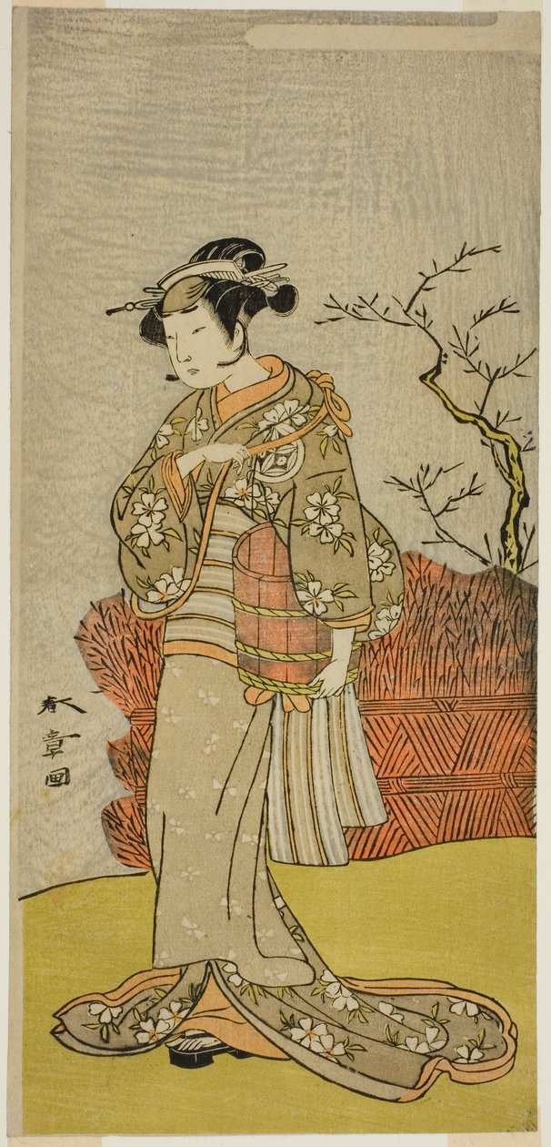 O mundo da primeira neve do ano, o mundo da primeira neve, perfurado em Morita, 1773 de Katsukawa Shunsho