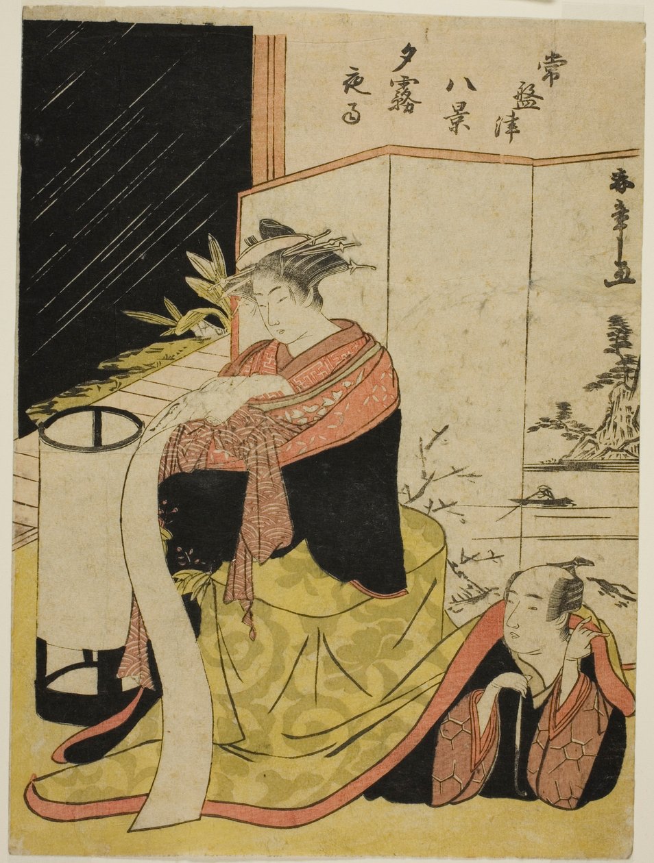 A cortesã Yugiri e seu amante Fujiya Izaemon, da série "Tokiwazu Hakkei" de Katsukawa Shunsho