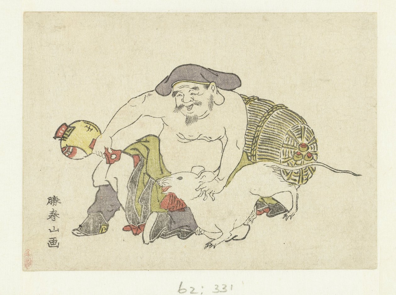 Daikoku e a sua ratazana de Katsukawa Shunzan