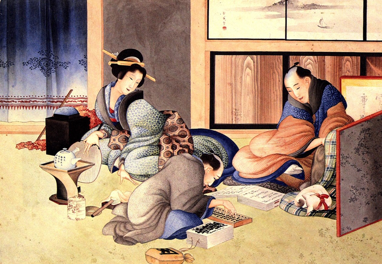 Um comerciante que faz a conta de Katsushika Hokusai