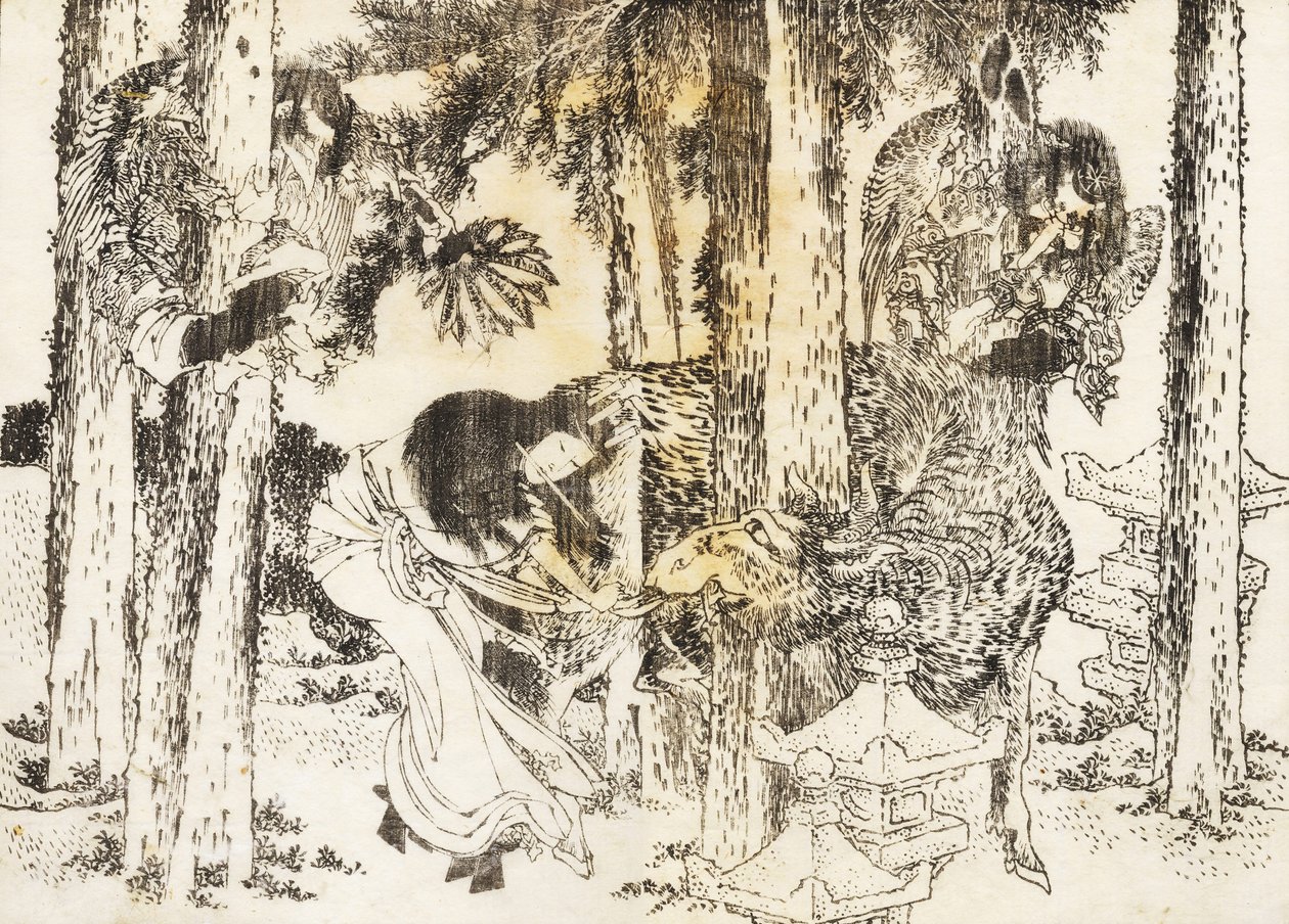 Uma mulher faz uma cerimônia ritual maldição de Katsushika Hokusai