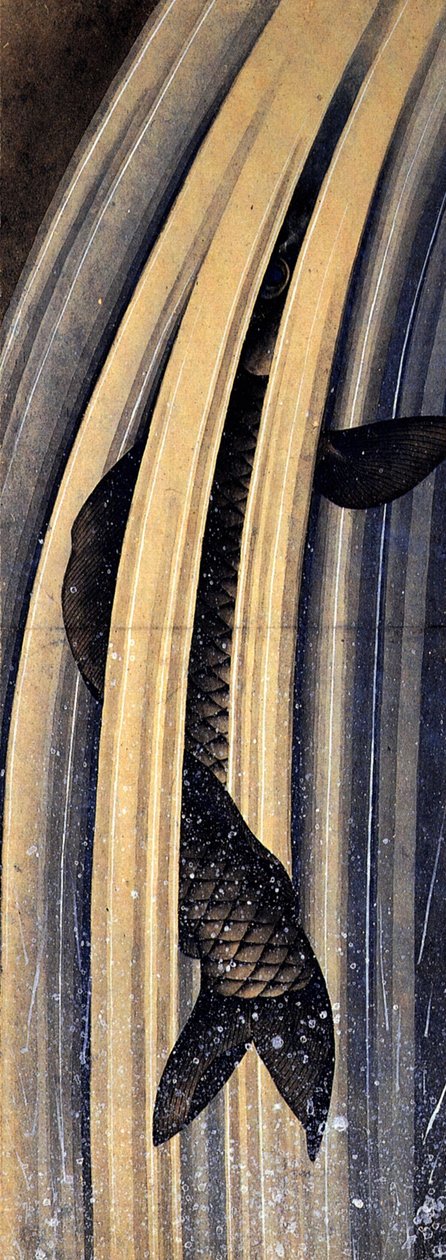 Carpa, pular, cima, cascata de Katsushika Hokusai
