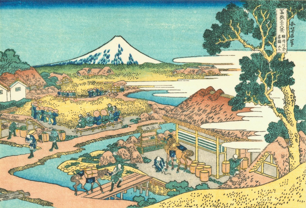 O Fuji visto da plantação de chá em Katakura na província Suruga de Katsushika Hokusai