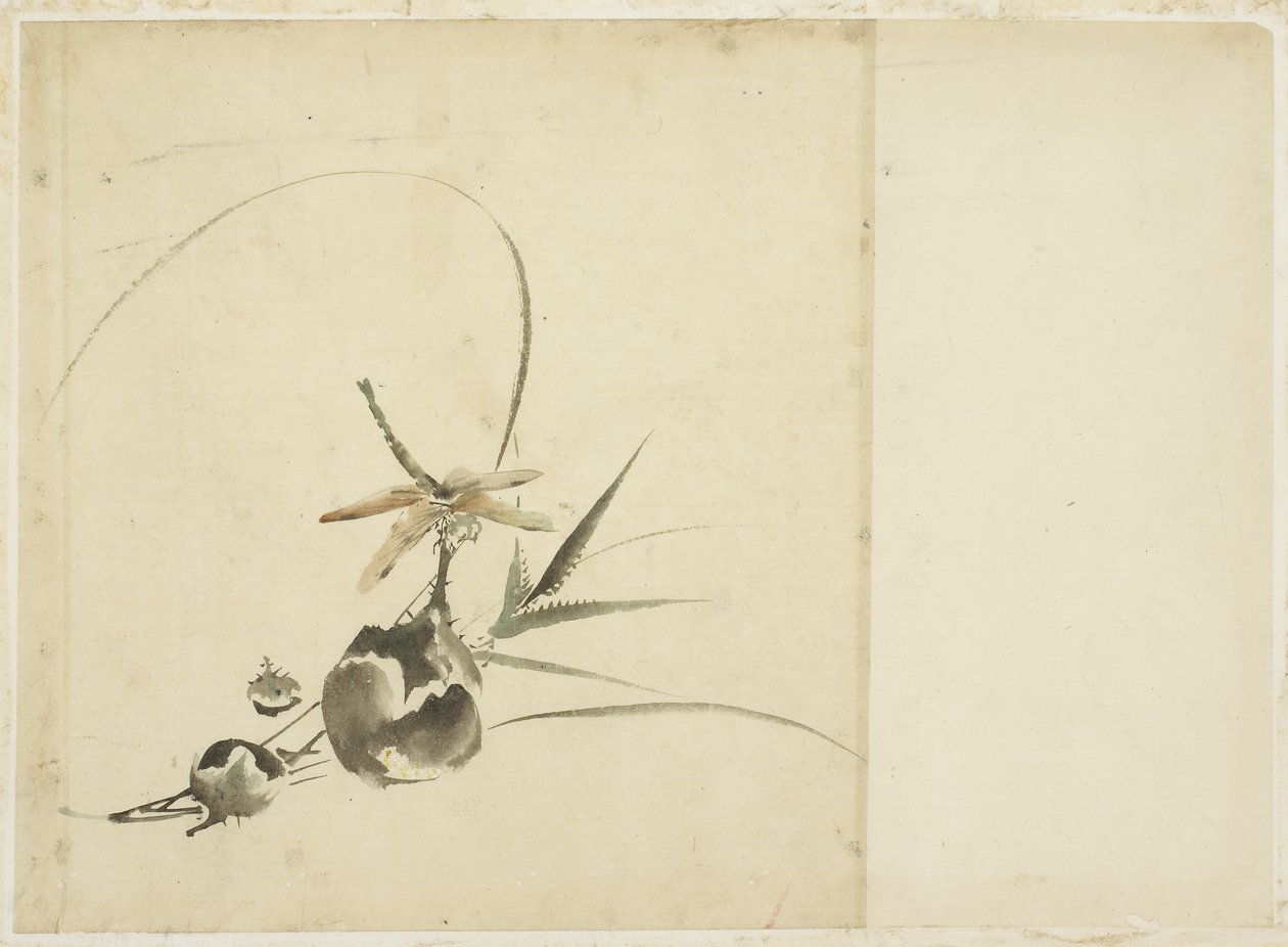 Spray de frutas com libélula de Katsushika (school of) Hokusai