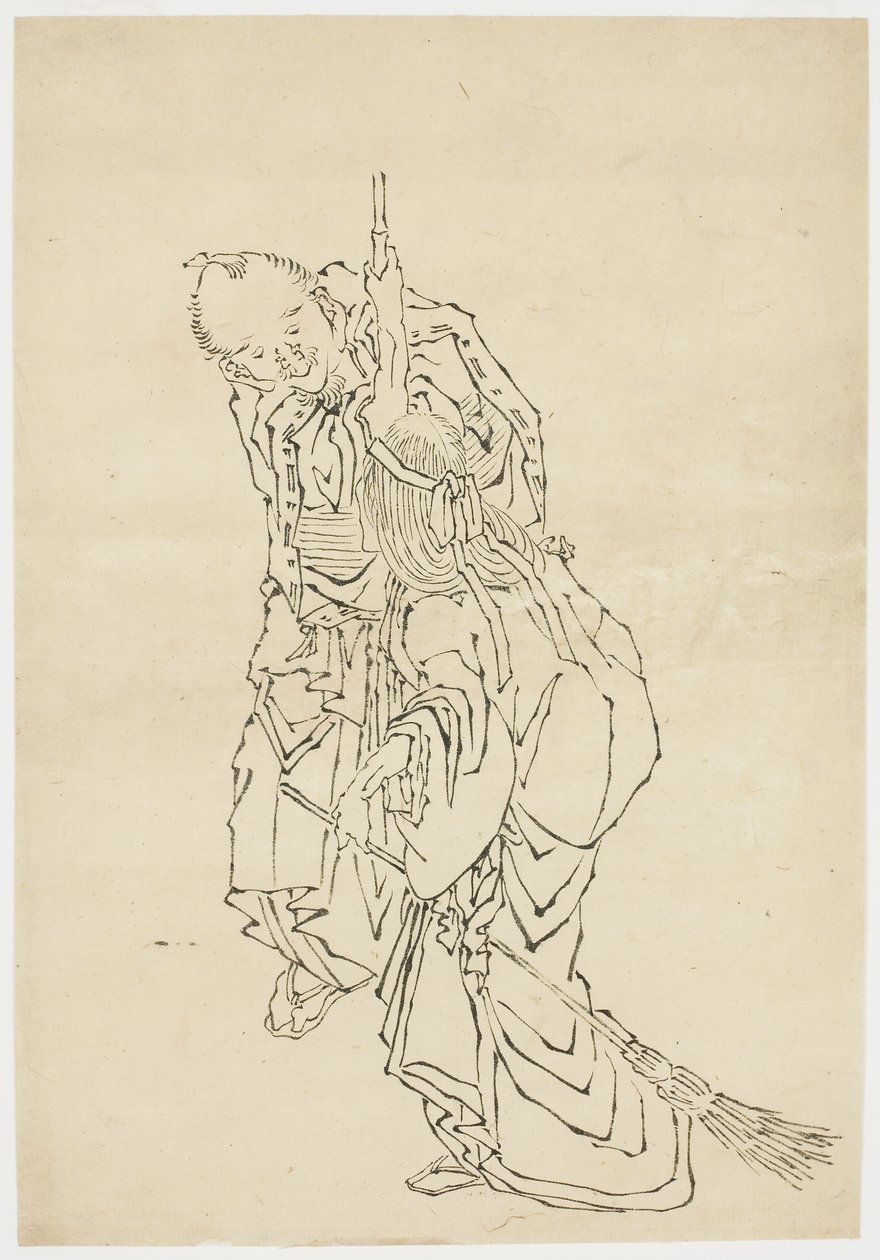 Jo e Uba; Tema de Takasago, ca. 1815-1849 (tinta no papel) de Katsushika (school of) Hokusai