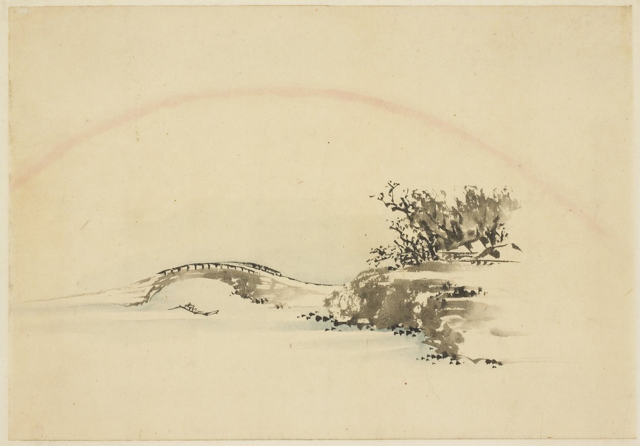 Paisagem com arco-íris de Katsushika (school of) Hokusai