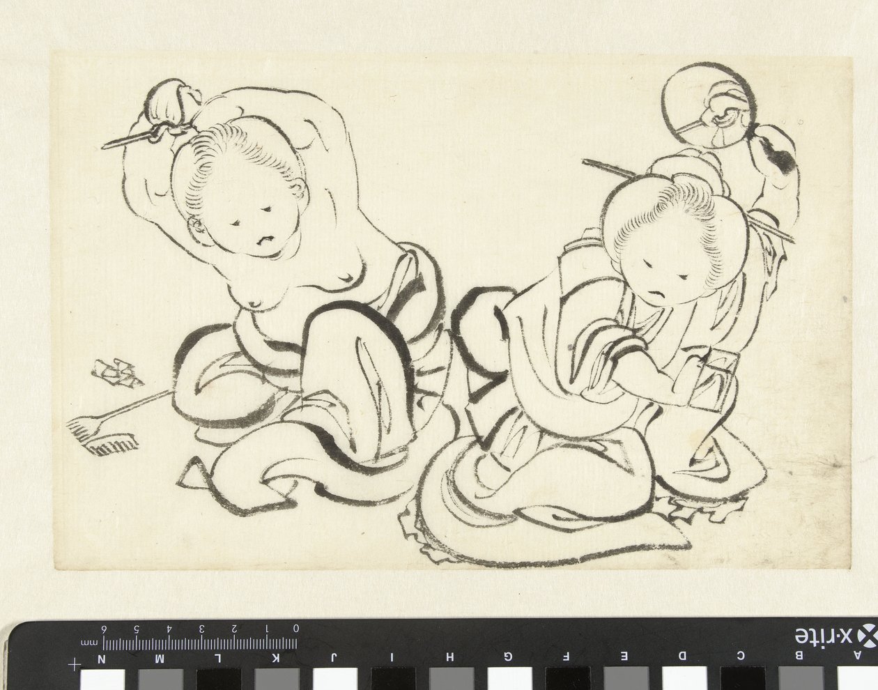 Duas mulheres a acobardar-se de attributed to Katsushika Hokusai