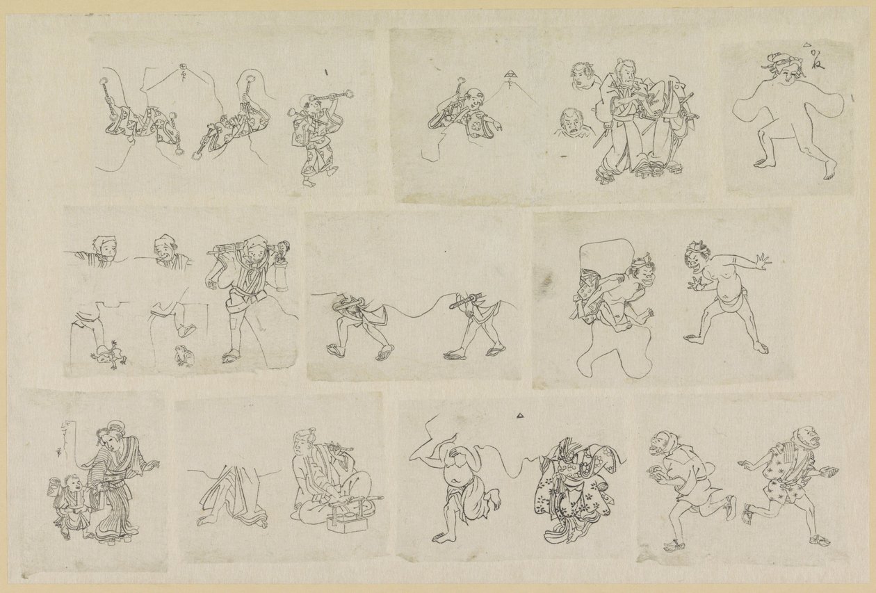 Onze representações diferentes de pessoas de Katsushika Hokusai (possibly)