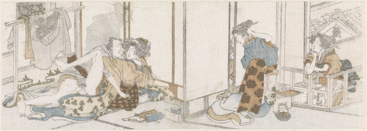 O casal amoroso espiado de Katsushika Hokusai (possibly)