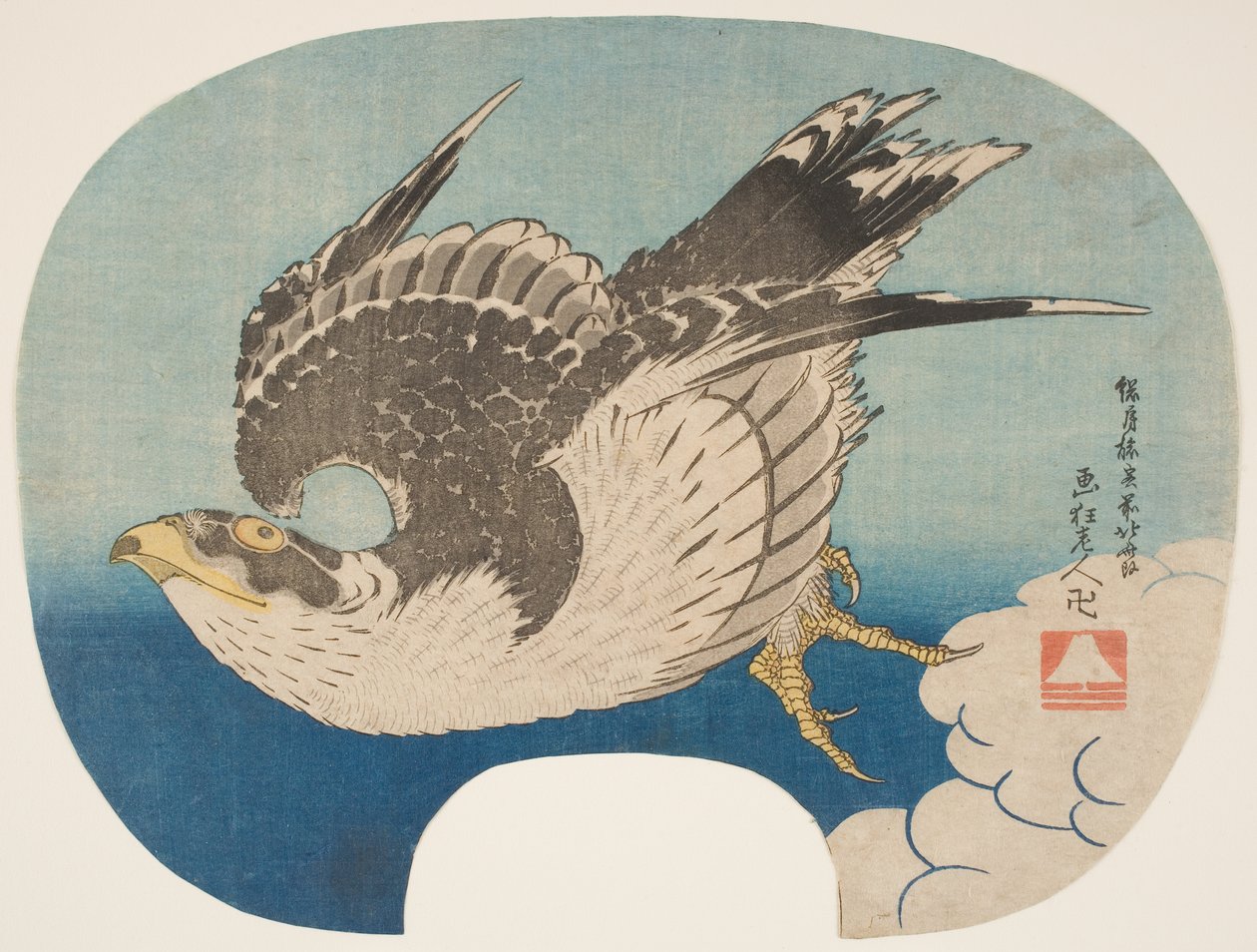 A Hawk in Flight, c.1840 (impressão em bloco de madeira) de Katsushika Hokusai
