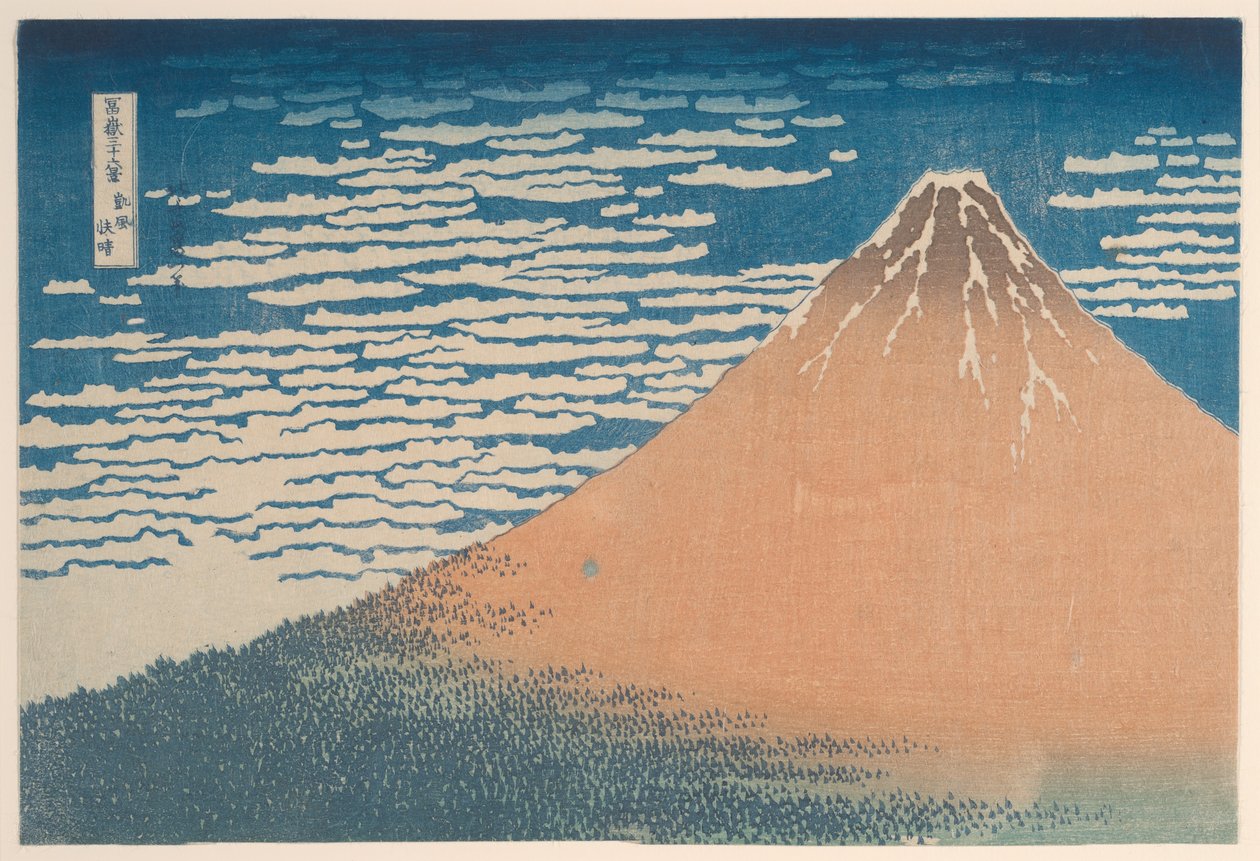 Uma brisa suave em um belo dia (Gaifu kaisei), da série "Trinta e seis vistas do Monte Fuji (Fugaku sanjurokkei)" de Katsushika Hokusai