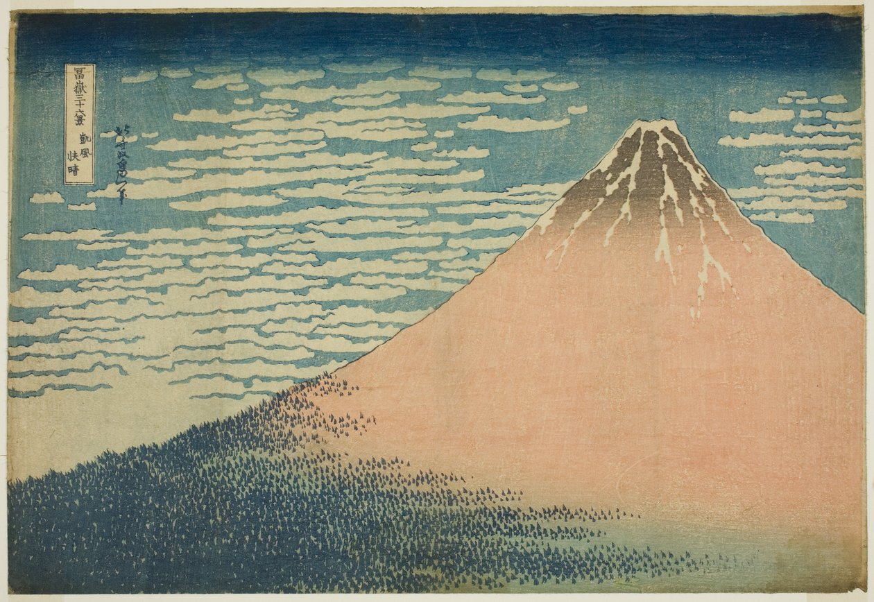 Uma brisa suave em um belo dia (Gaifu kaisei), da série "Trinta e seis vistas do Monte Fuji (Fugaku sanjurokkei)" de Katsushika Hokusai