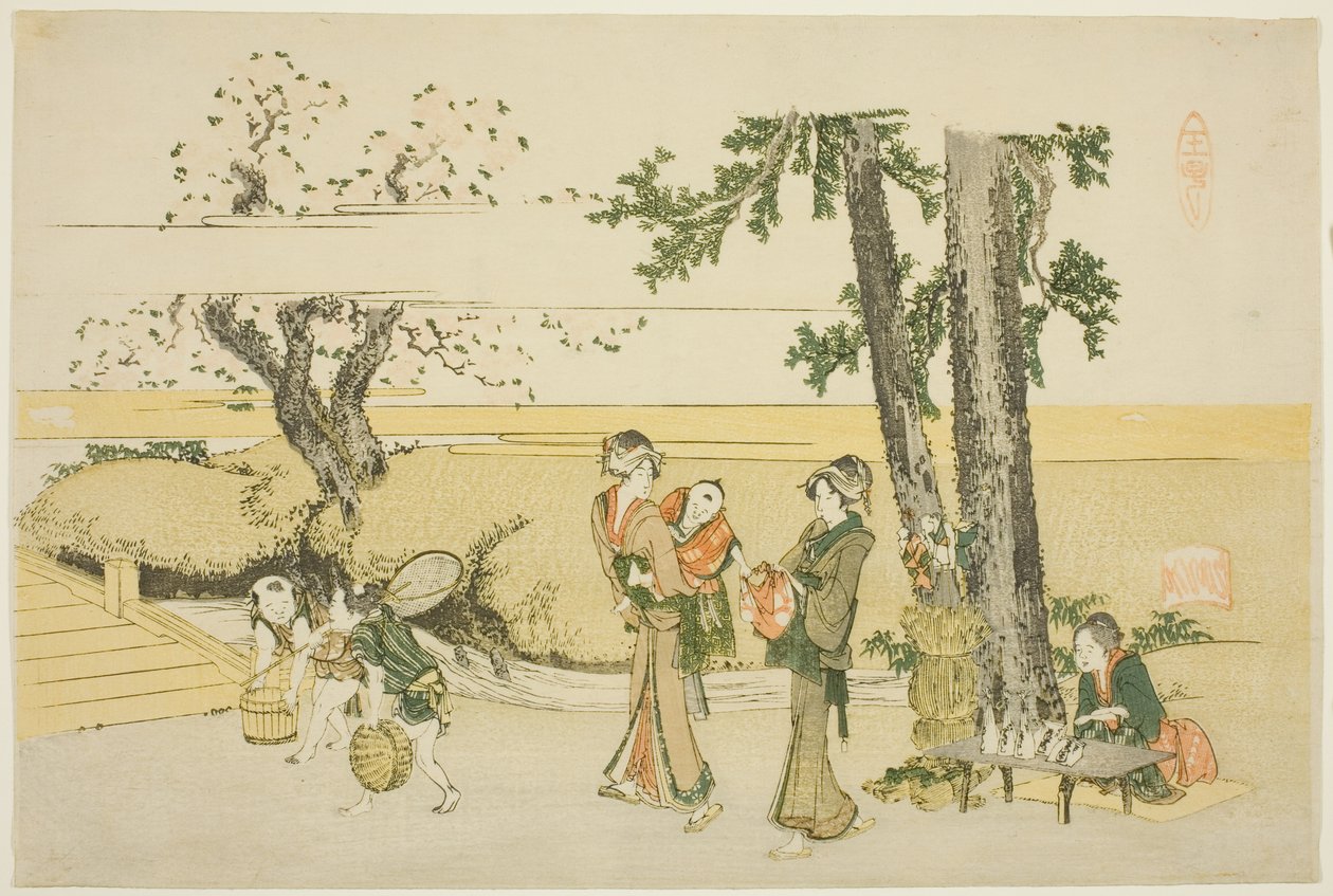 Uma cena à beira do caminho (Oji) de Katsushika Hokusai