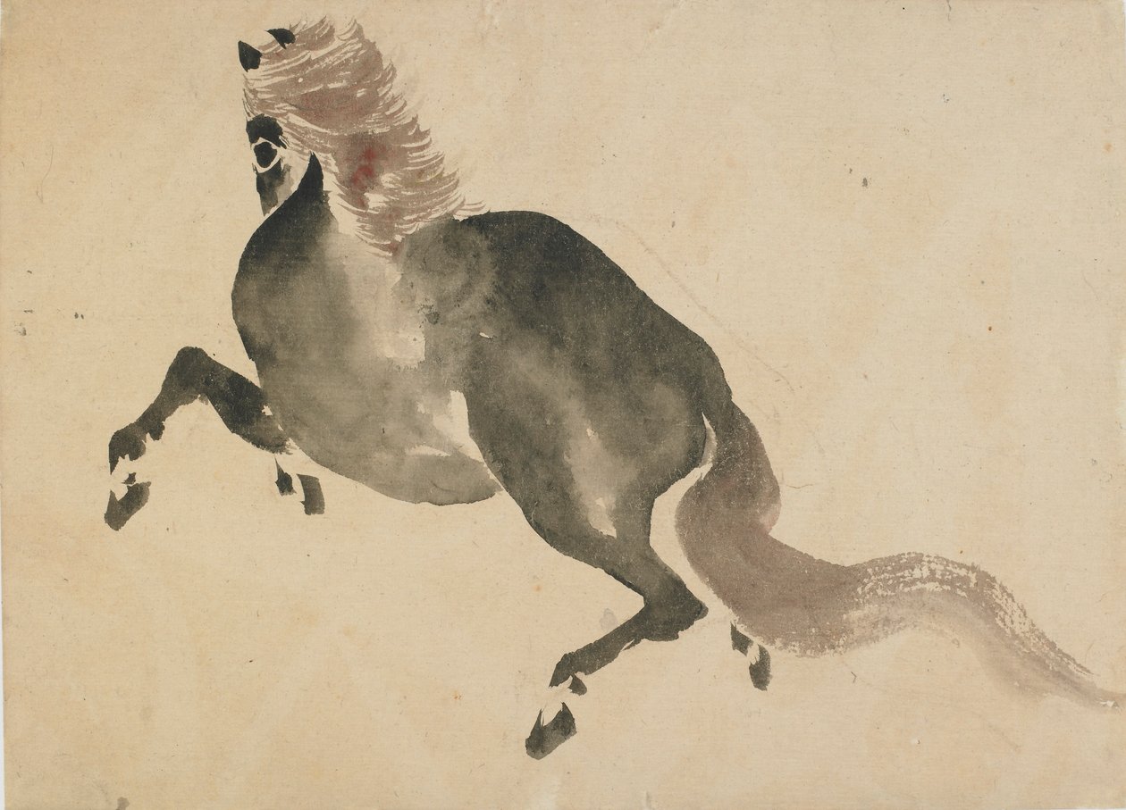 Um cavalo de corrida, final do século XVIII e início do século XIX. de Katsushika Hokusai