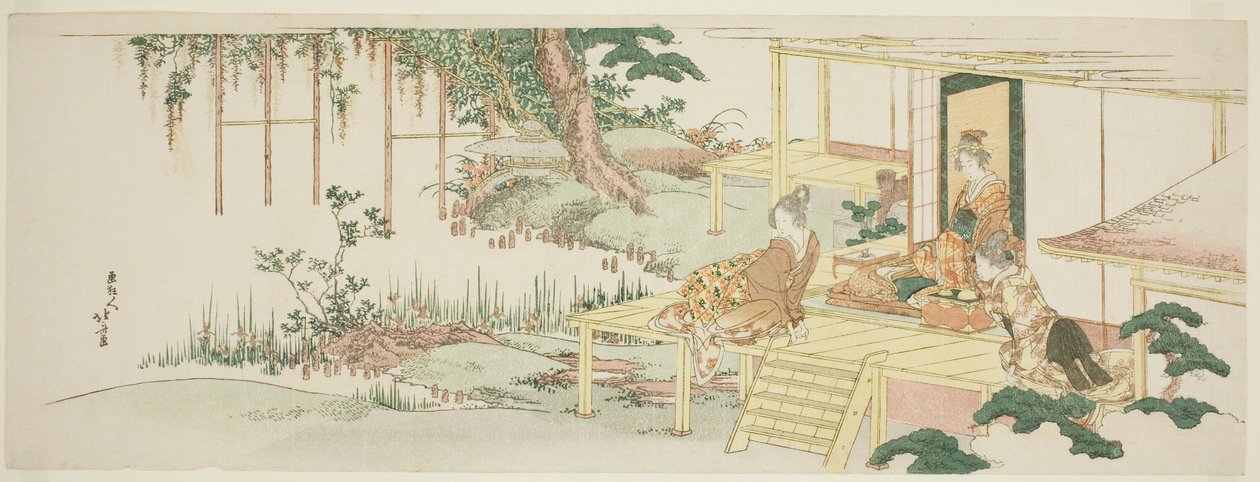 Admirando as glicínias de Katsushika Hokusai