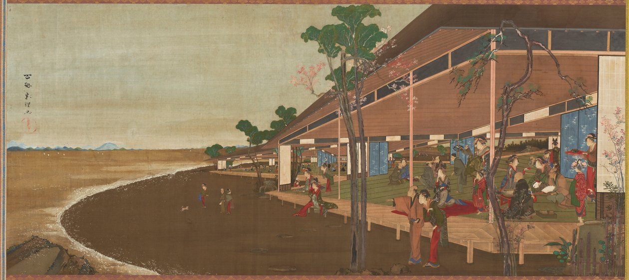 Um resort de diversões à beira-mar, do final do século 18 ao início do século 19. de Katsushika Hokusai