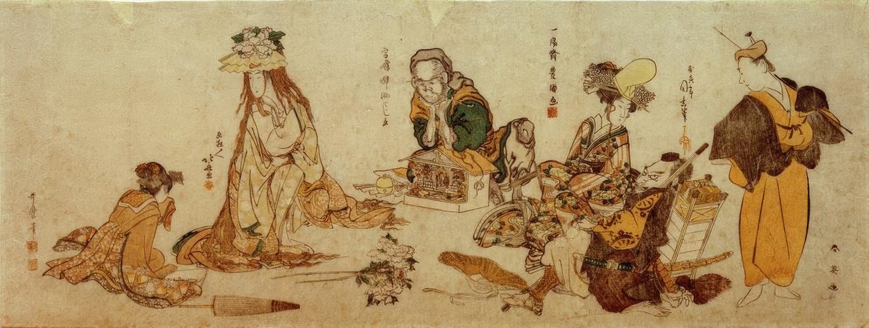 Alusões a danças kabuki de Katsushika Hokusai