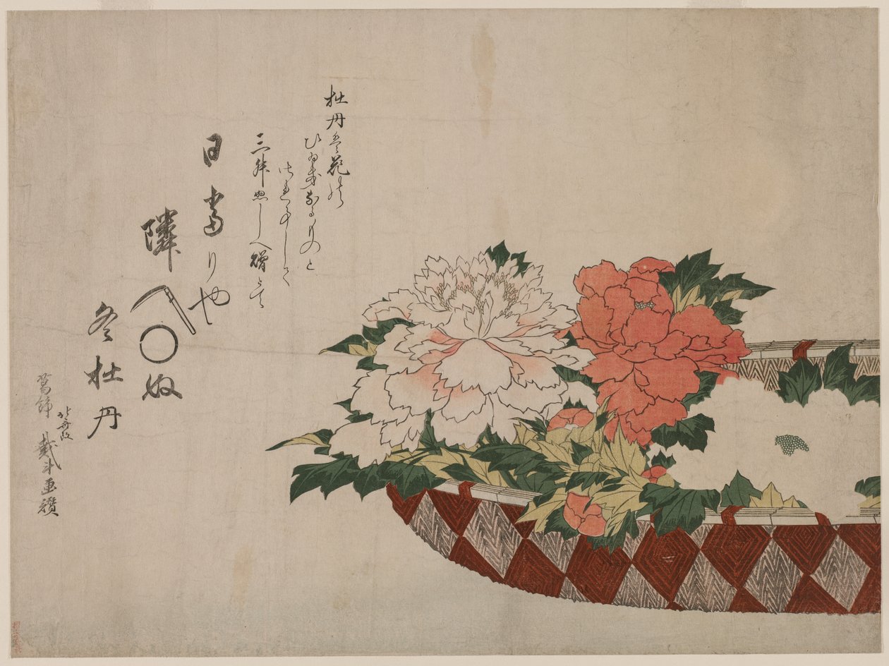 Cesta de Peônias de Katsushika Hokusai