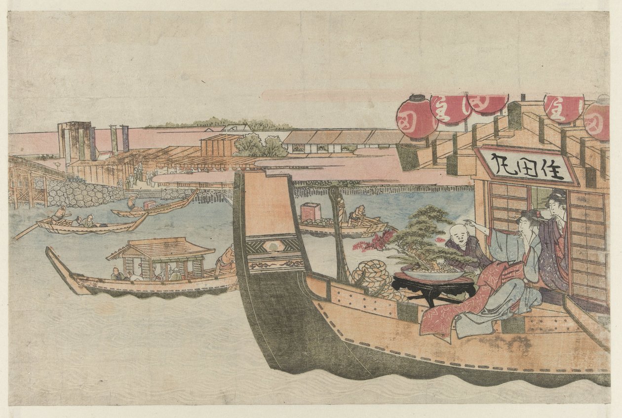 Navegação no rio Sumida de Katsushika Hokusai