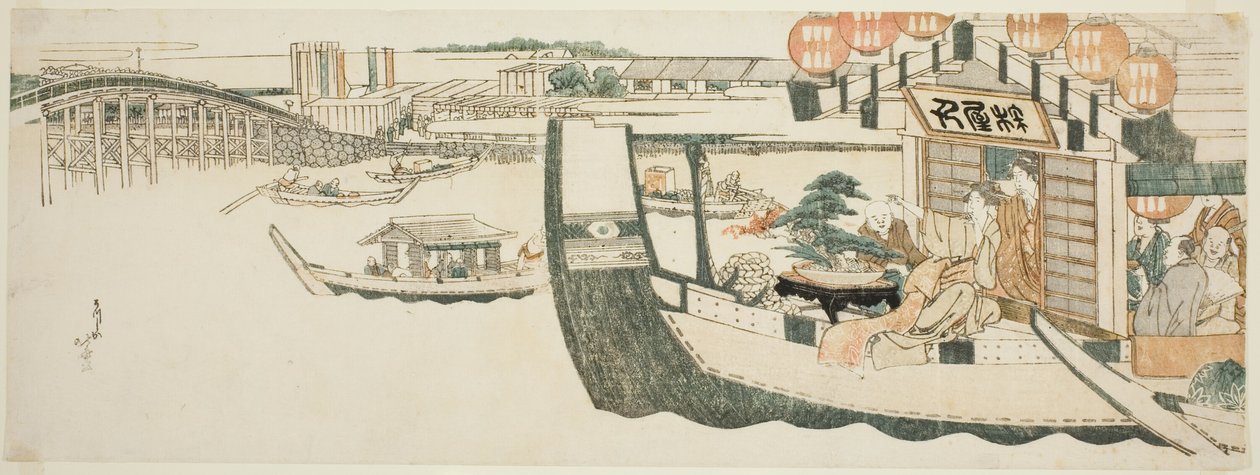Festas de barco no rio Sumida de Katsushika Hokusai