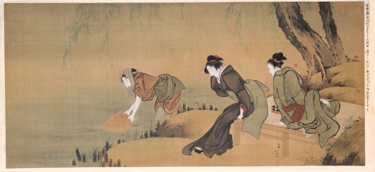Refrescar-se numa noite de verão de Katsushika Hokusai