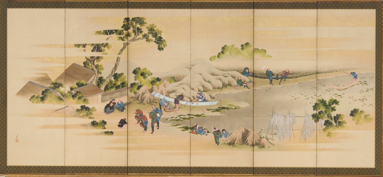 Cenas do país e Monte Fuji, um de um par, período Edo, ca. 1830-1832. de Katsushika Hokusai