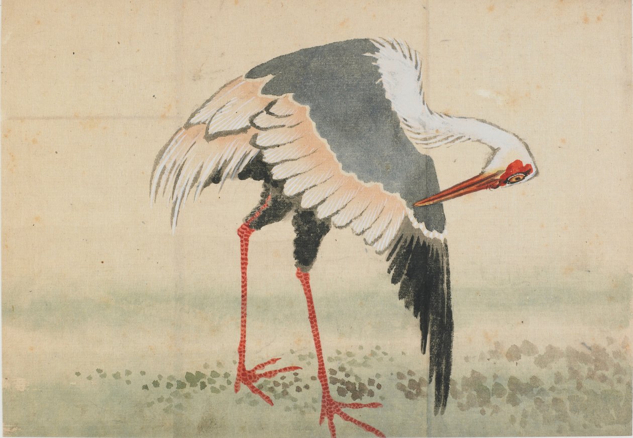 Guindaste, período Edo, final do século XVIII e início do século XIX. de Katsushika Hokusai
