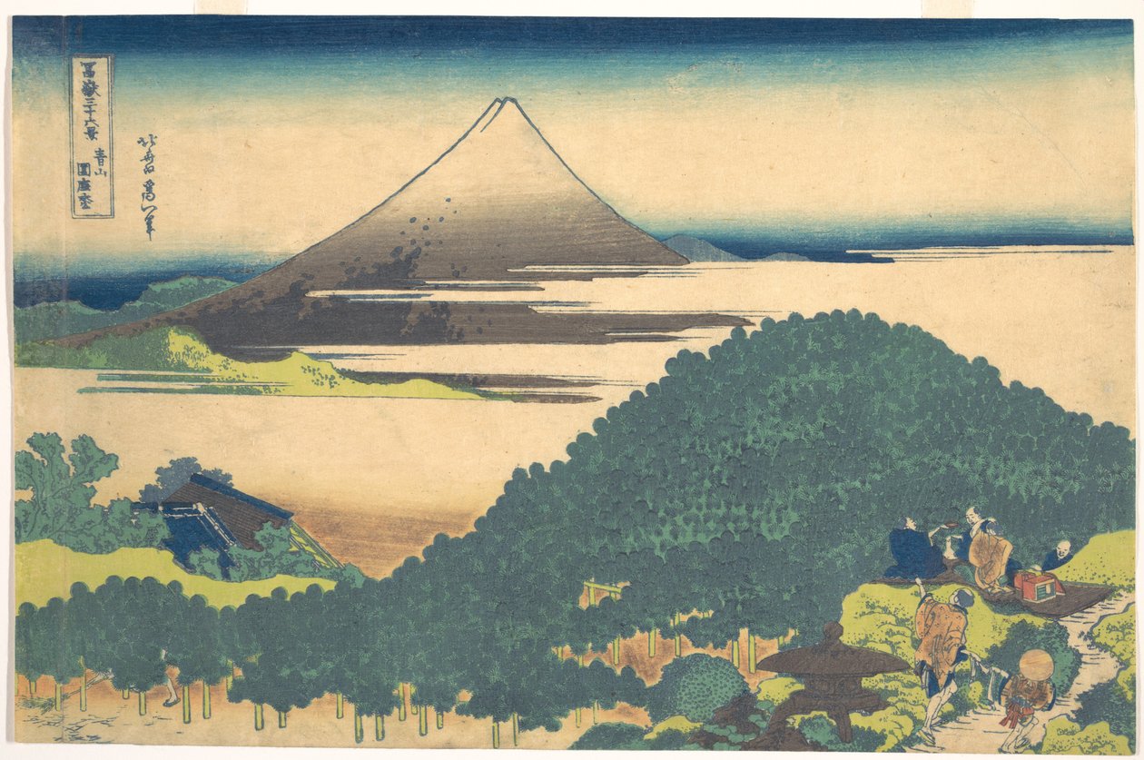 O Pinheiro de Aoyama (Aoyama enza no matsu), da série «Trinta e seis vistas do Monte Fuji» (Fugaku sanjūrokkei) de Katsushika Hokusai