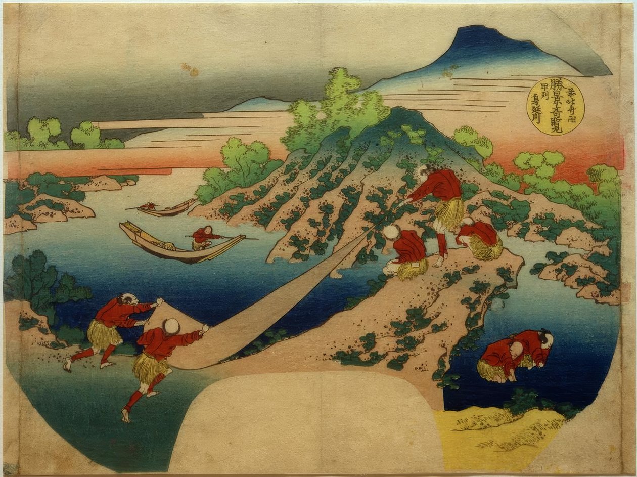 O rio Minobu na província Kai de Katsushika Hokusai