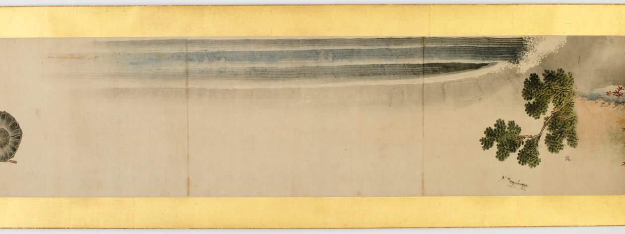 Detalhe do Handscroll com diversas imagens, período Edo, 1839 tinta e cor em papel de Katsushika Hokusai