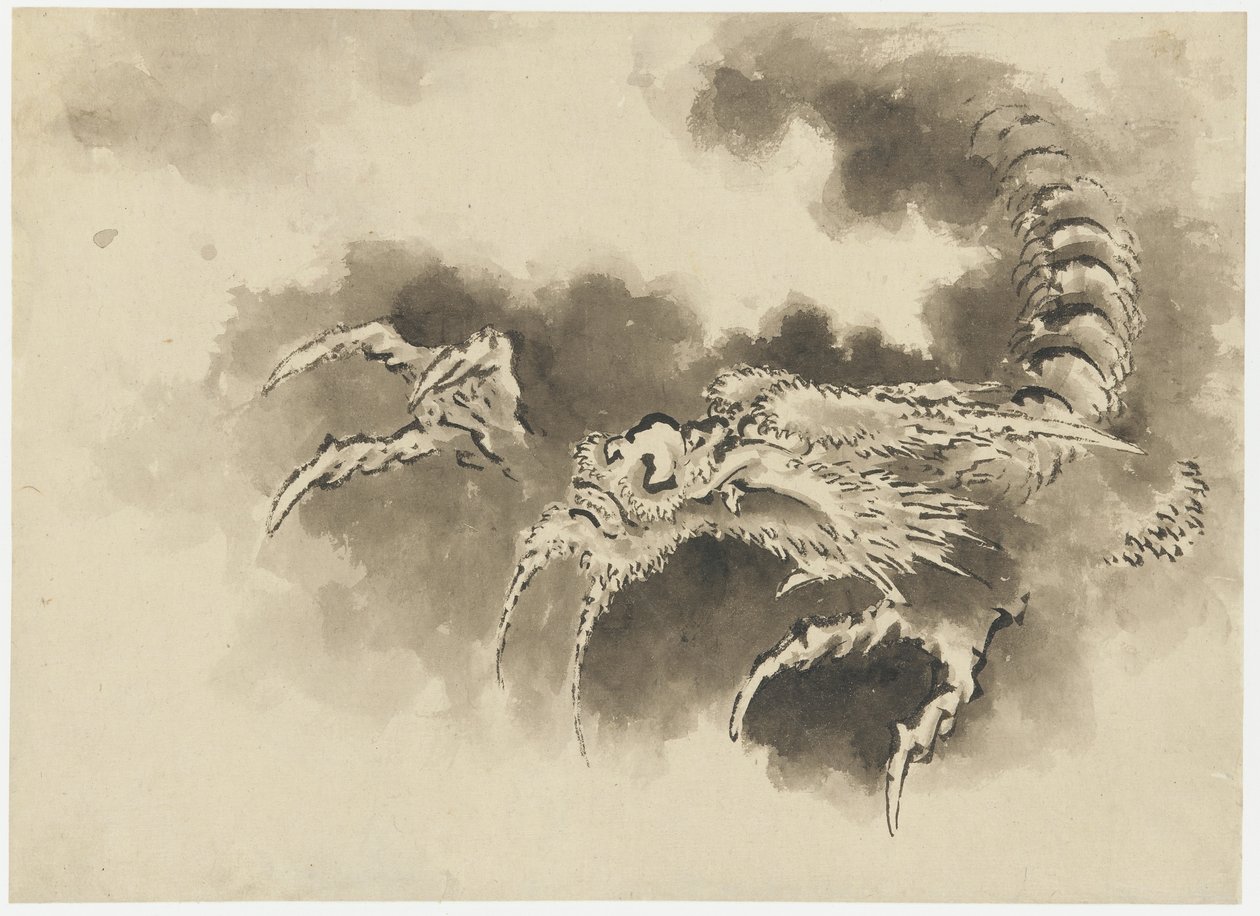 Dragão emergindo das nuvens, período Edo (tinta no papel) de Katsushika Hokusai