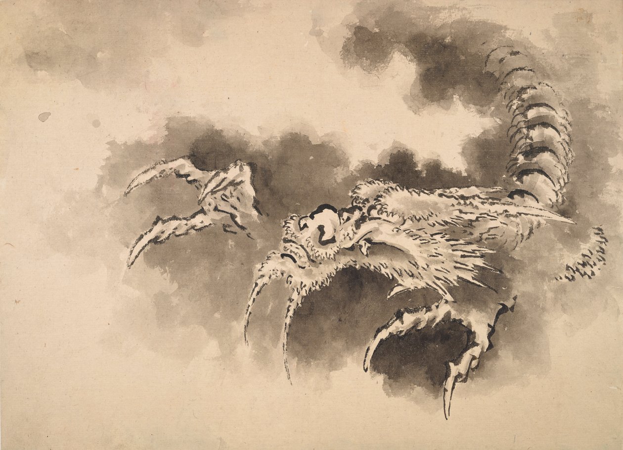 Dragão emergindo das nuvens, período Edo, século XIX. de Katsushika Hokusai