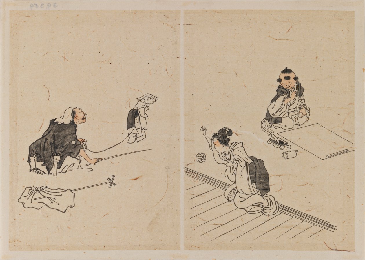 Desenhos (tinta e lavagem em papel) de Katsushika Hokusai