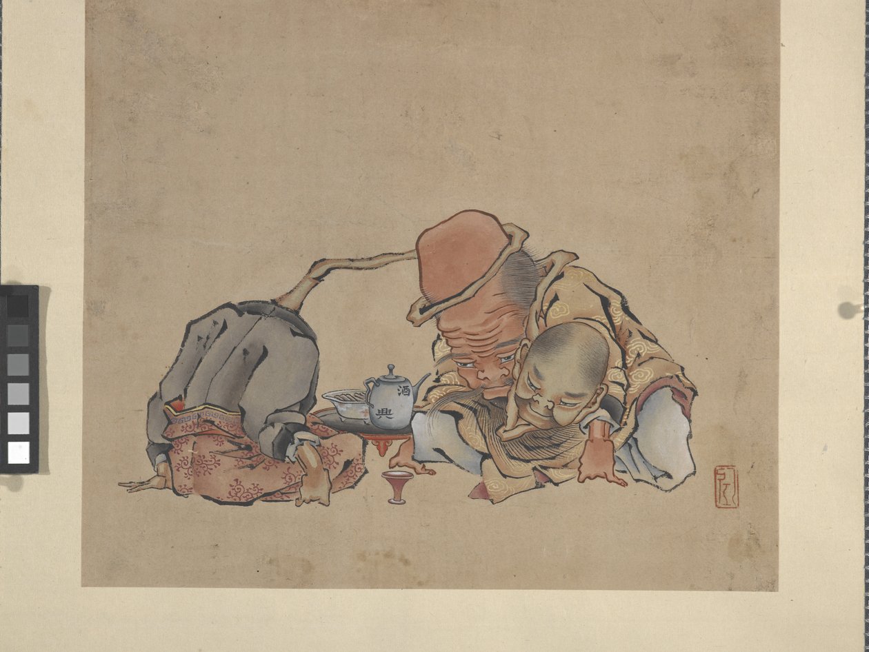 Vinho para beber (tinta e cores sobre papel) de Katsushika Hokusai