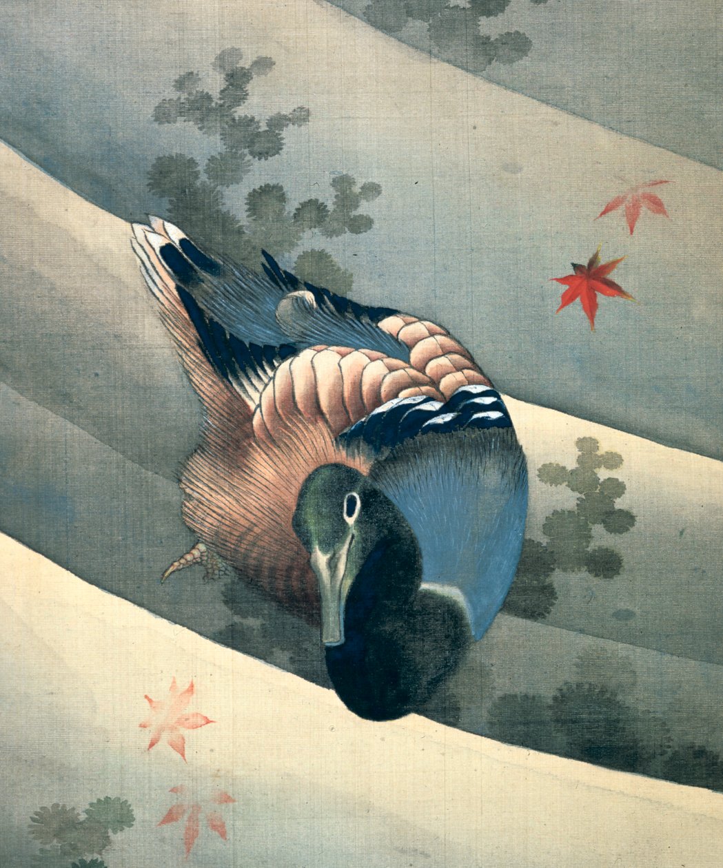 Pato nadando na água, 1847 de Katsushika Hokusai