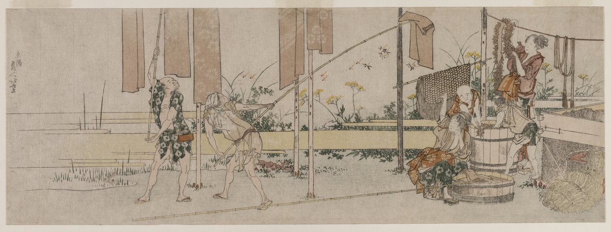 Tintureiros no Trabalho, c. 1800. de Katsushika Hokusai
