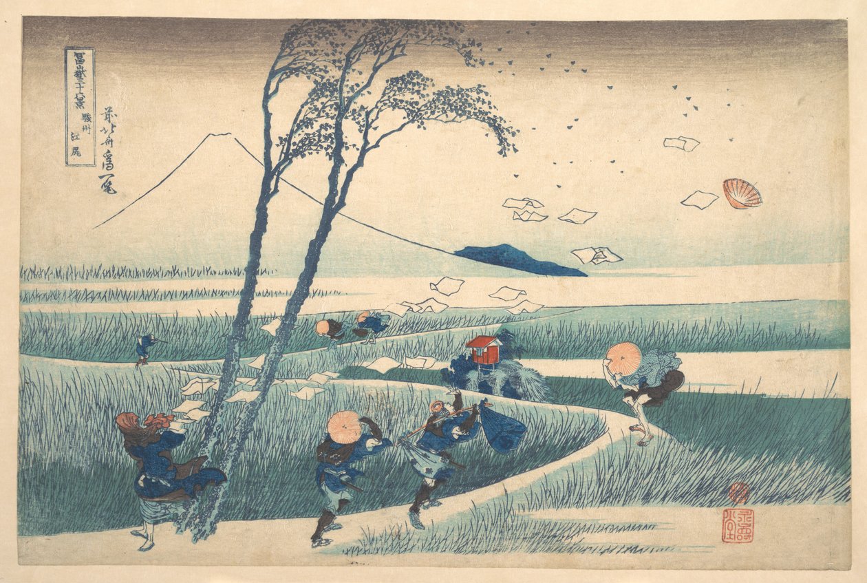 Ejiri, na província de Suruga (Sunshū Ejiri), da série «Trinta e seis vistas do Monte Fuji» (Fugaku sanjūrokkei) de Katsushika Hokusai