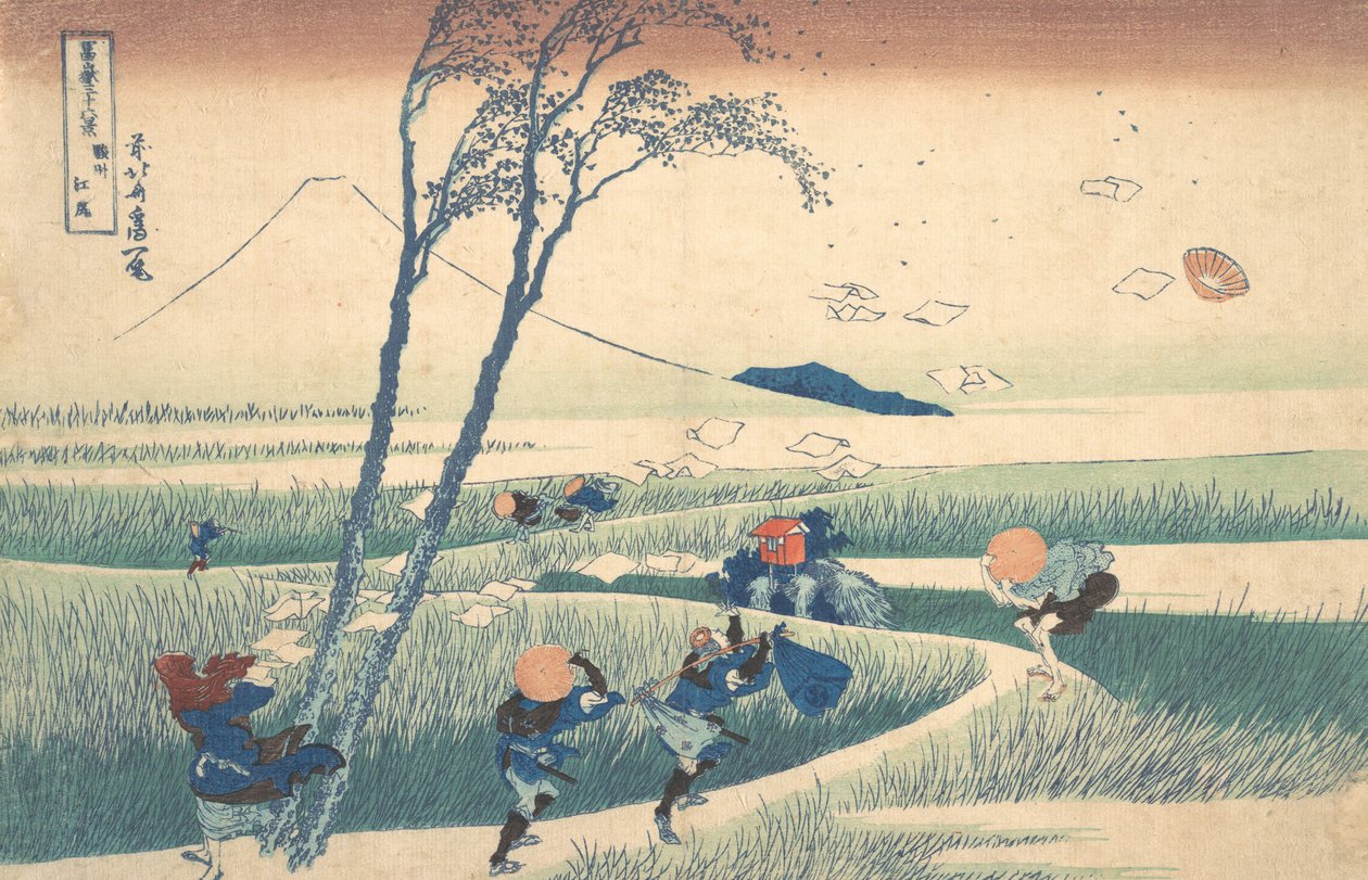 Ejiri na província de Suruga Sunshu Ejiri, da série Trinta e seis vistas do monte ..., ca. 1830-32. de Katsushika Hokusai