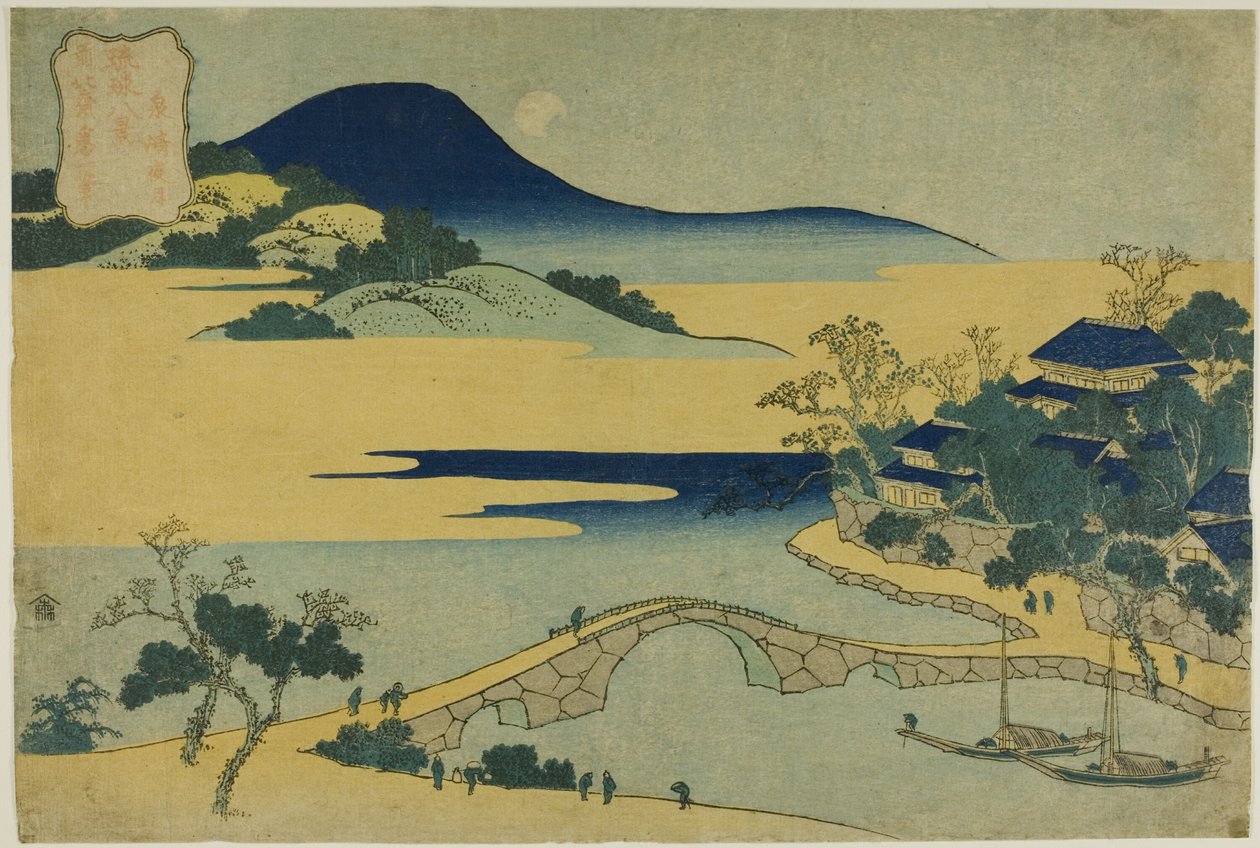 Lua Vespertina em Izumizaki (Izumizaki yagetsu), da série "Oito Vistas das Ilhas Ryukyu (Ryukyu hakkei)" de Katsushika Hokusai