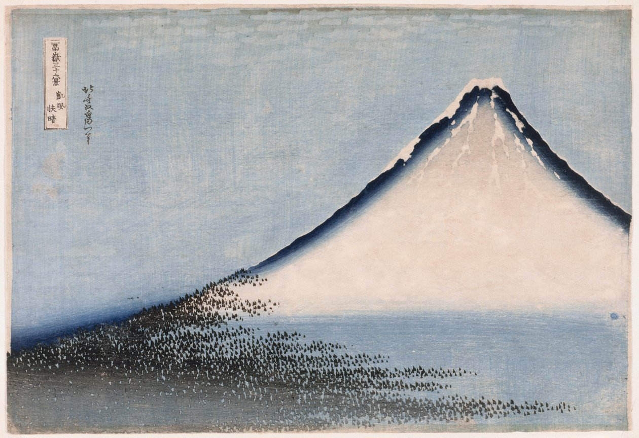 Fine Wind, Clear Weather, edição variante, da série Trinta e seis vistas do Monte Fuji, c. 1831. de Katsushika Hokusai