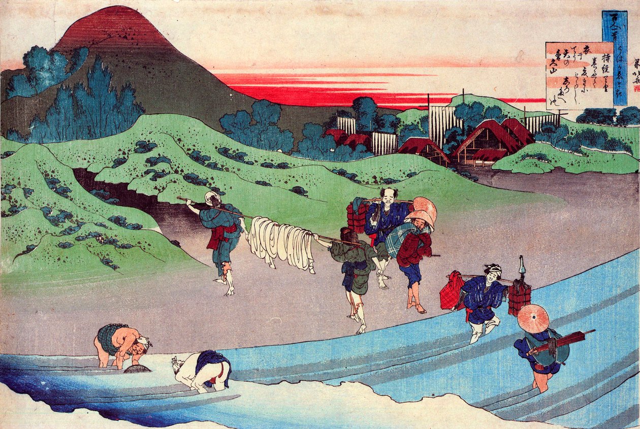 Da série Cem Poemas de Cem Poetas: Jito Tenno, c1830. de Katsushika Hokusai