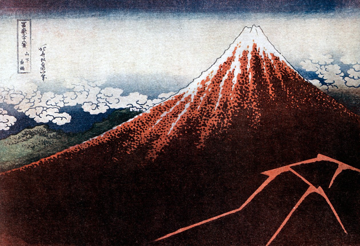 Fuji acima do relâmpago, c1823. de Katsushika Hokusai