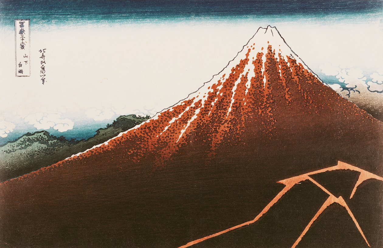 Fuji acima do Relâmpago &39;, da série &39;36 Vistas do Monte. Fuji &39;(&39; Fugaku sanjurokkei &39;) (impressão em xilogravura colorida) (ver também 65991) de Katsushika Hokusai