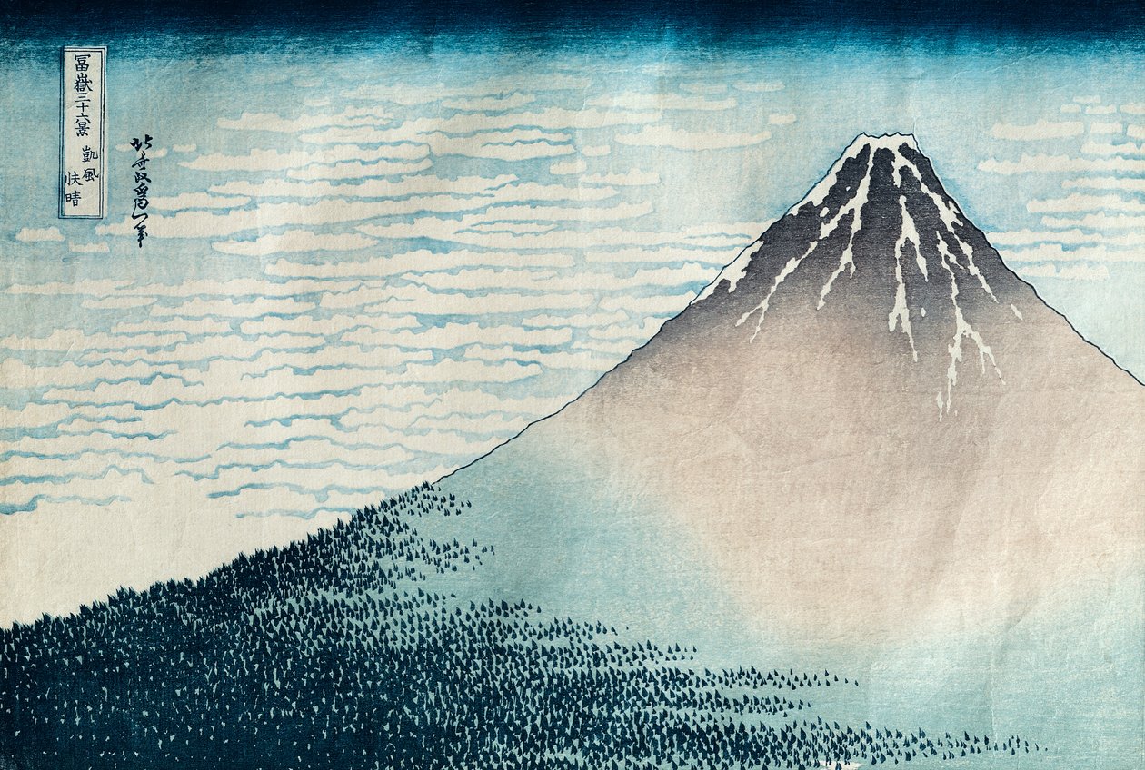 &39;Fuji in Clear Weather&39;, da série &39;36 Vistas do Monte Fuji &39;(Fugaku sanjurokkei) (impressão em xilogravura) (ver também 77485 e 394) de Katsushika Hokusai