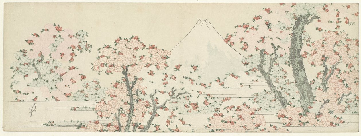 Fuji sobre Flor de Cerejeira de Katsushika Hokusai
