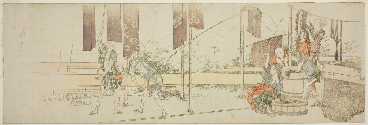 Pendurar pano tingido de Katsushika Hokusai