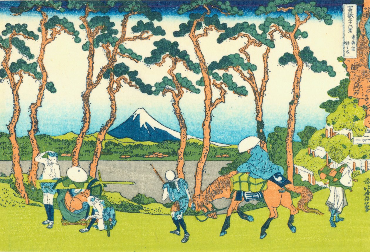 Hodogaya no Tokaido, c.1830 (impressão em bloco de madeira) de Katsushika Hokusai