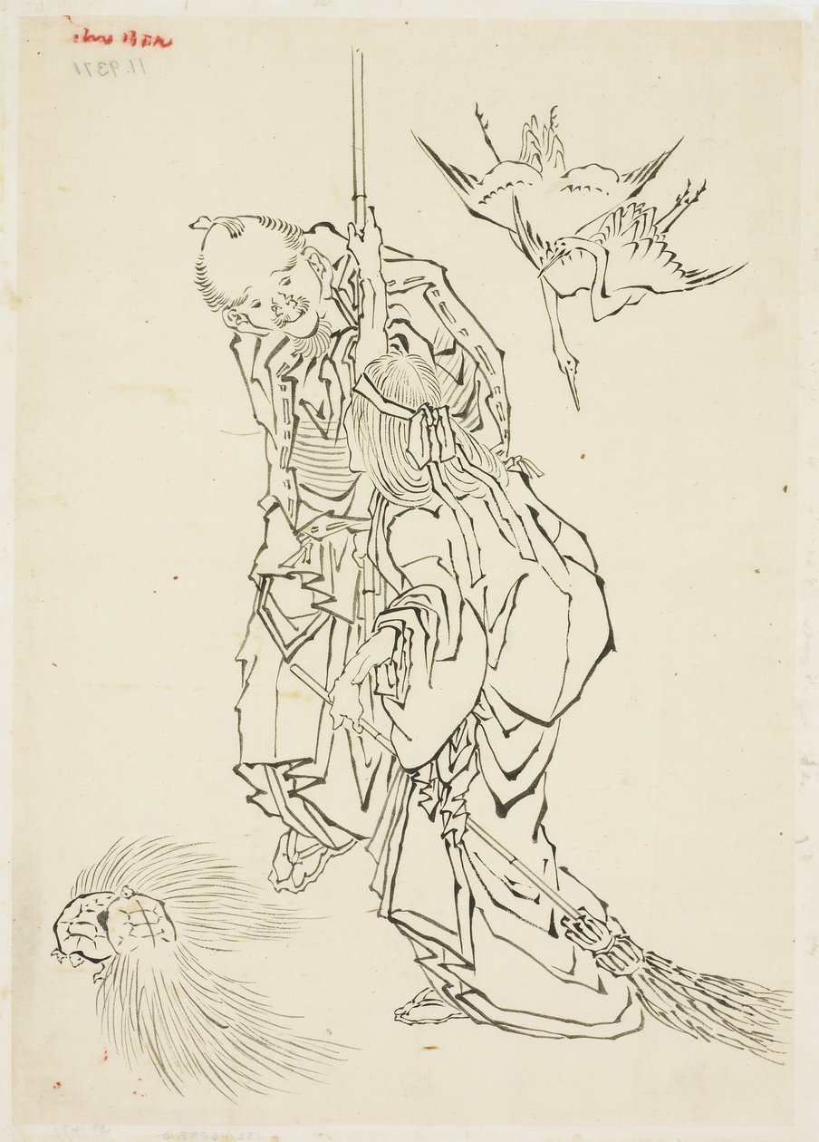 Jo e Uba; Tema de Takasago, ca. 1815-1849 (tinta no papel) de Katsushika Hokusai
